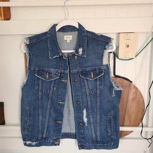 Distressed Denim Vest